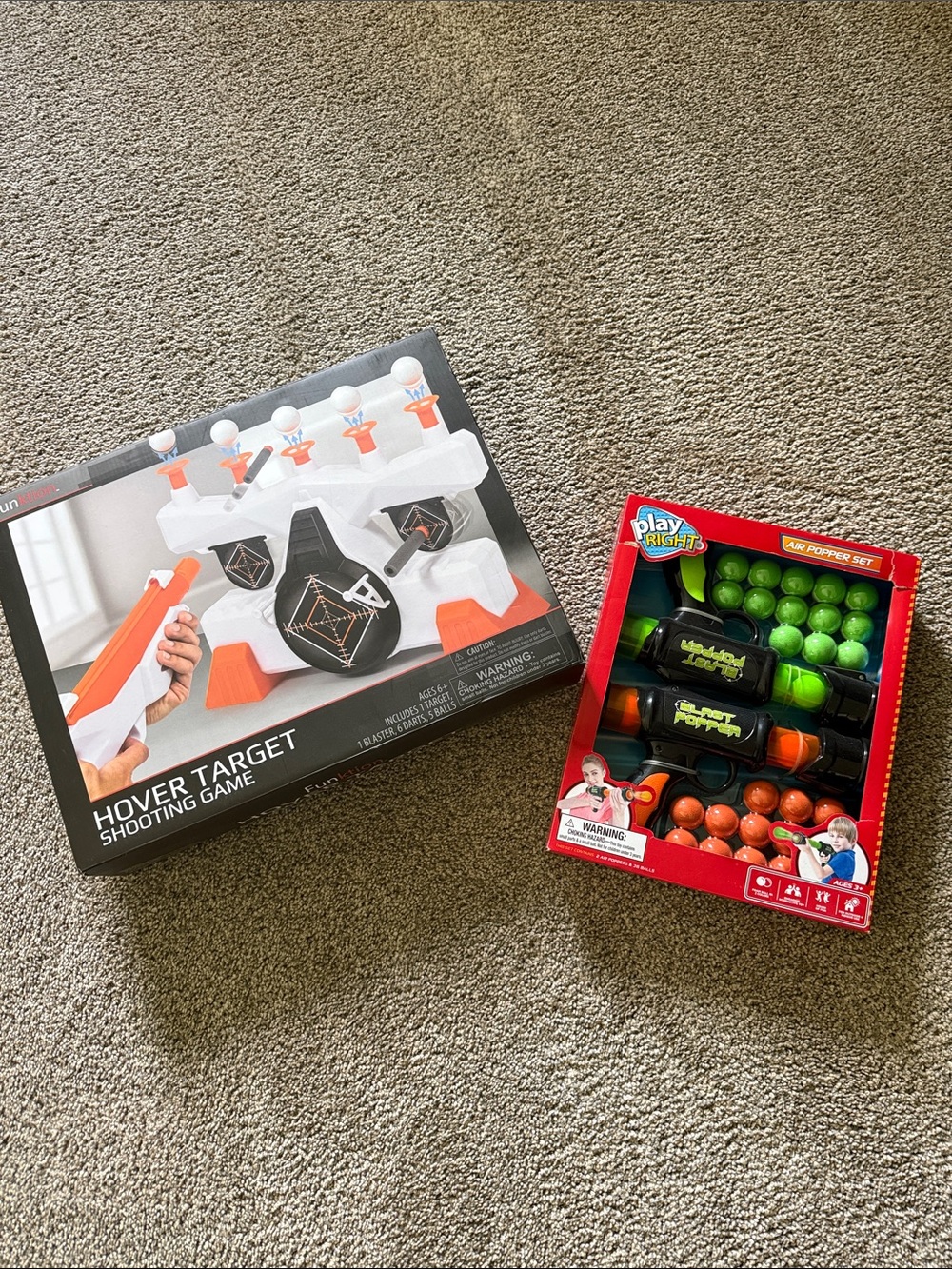 Hover Target Shooting Game & Foam Ball Blaster Set - White, Orange, Black, Green